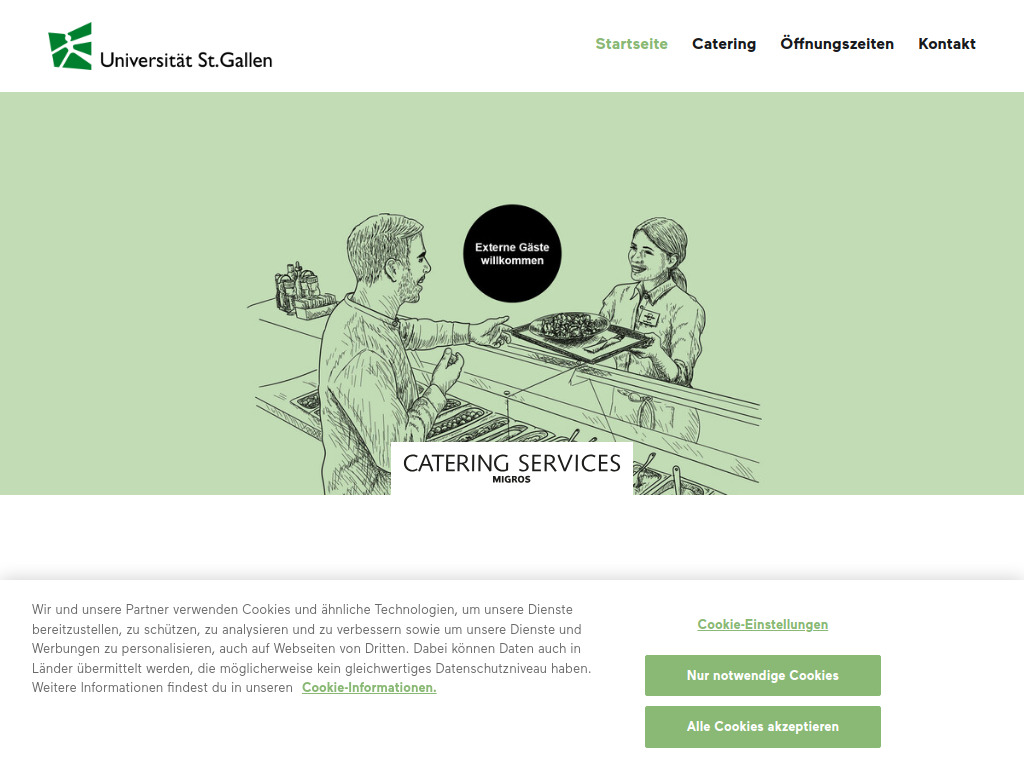 Website von Restaurant Universität St. Gallen in St. Gallen