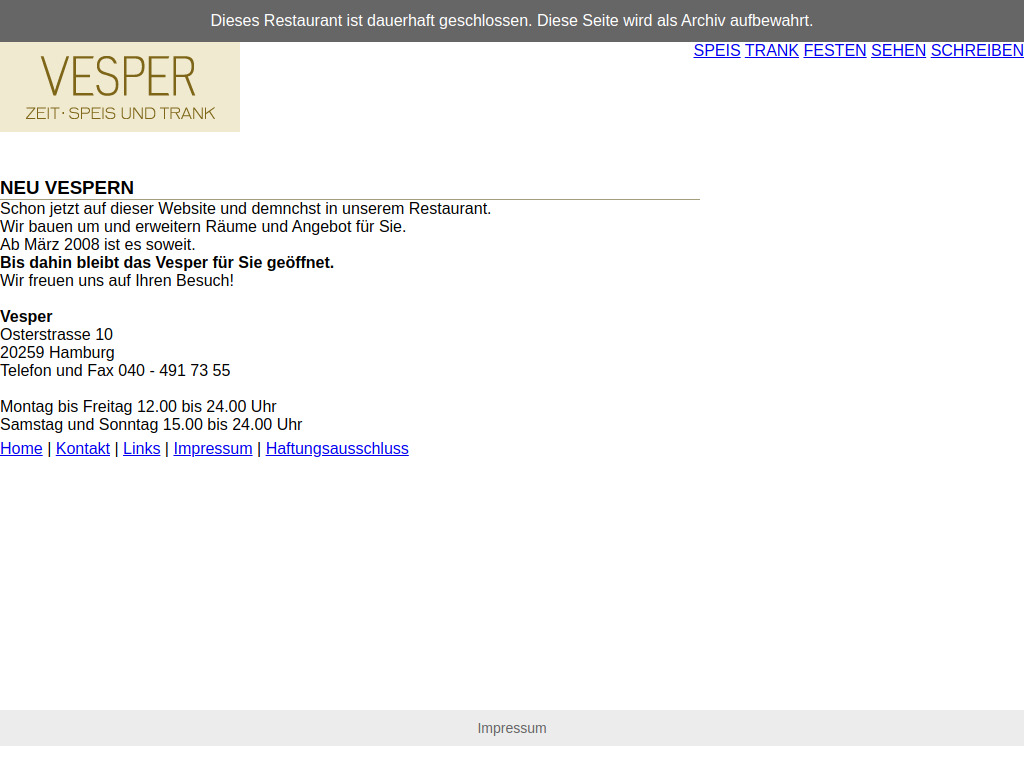 Website von Vesper - Archiv in Hamburg