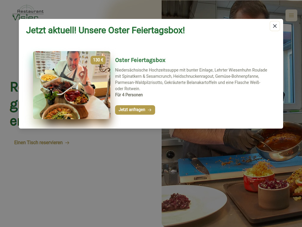 Website von Restaurant Visier & Event Catering in Lehrte