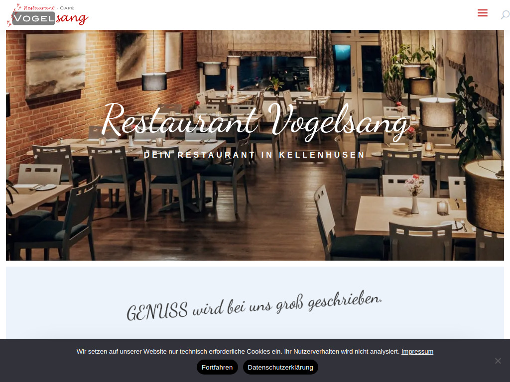 Website von Restaurant Vogelsang in Kellenhusen (Ostsee)