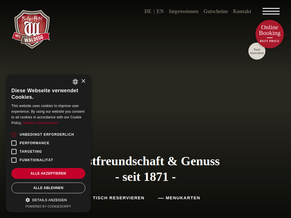 Website von Gasthaus Waldegg in Horw