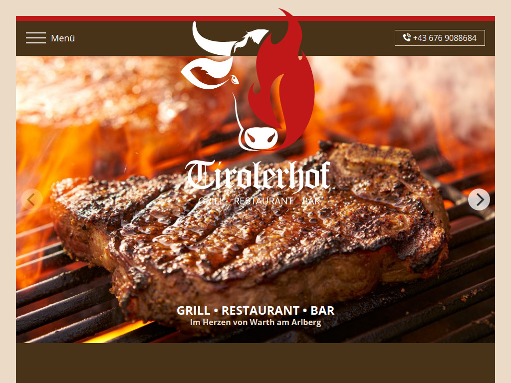 Website von Restaurant Tirolerhof in Warth am Arlberg