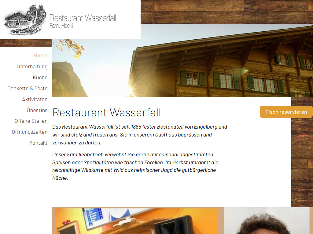 Website von Restaurant Wasserfall AG in Engelberg