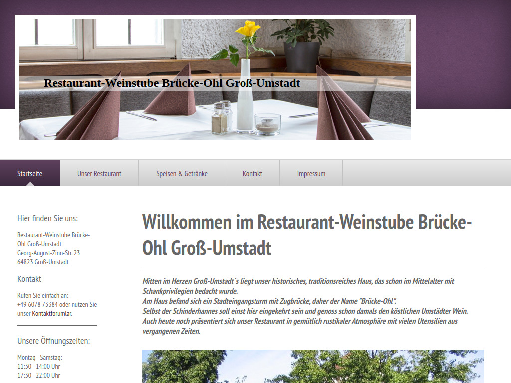 Website von Restaurant-Weinstube Brücke-Ohl in Groß-Umstadt