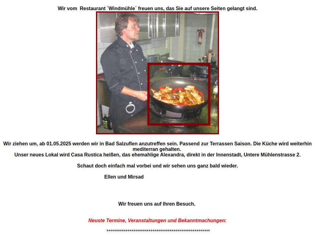 Website von Restaurant Windmühle Bad Oeynhausen - Home, Kleine Historie der Mühle
