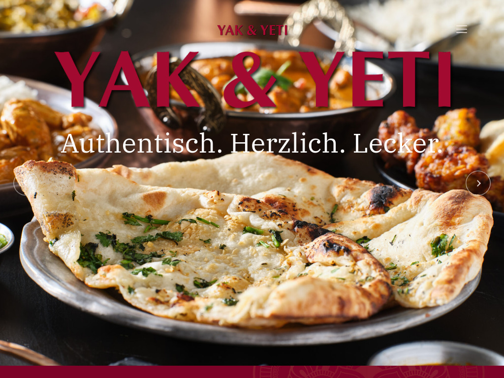 Website von Yak & Yeti - Nepalesische Restaurant in Berlin