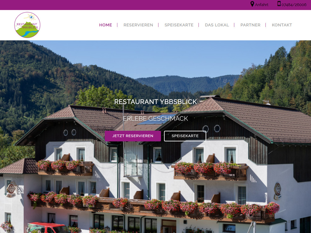 Website von Restaurant Ybbsblick in Göstling an der Ybbs