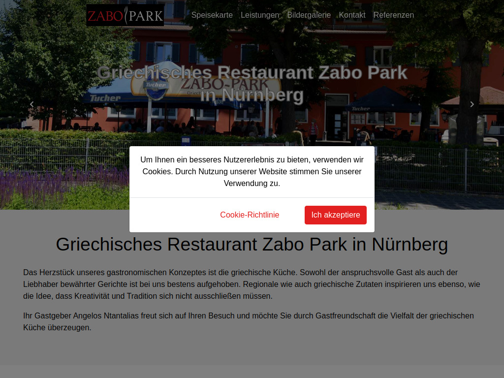 Website von Restaurant Zabo Park in Nürnberg