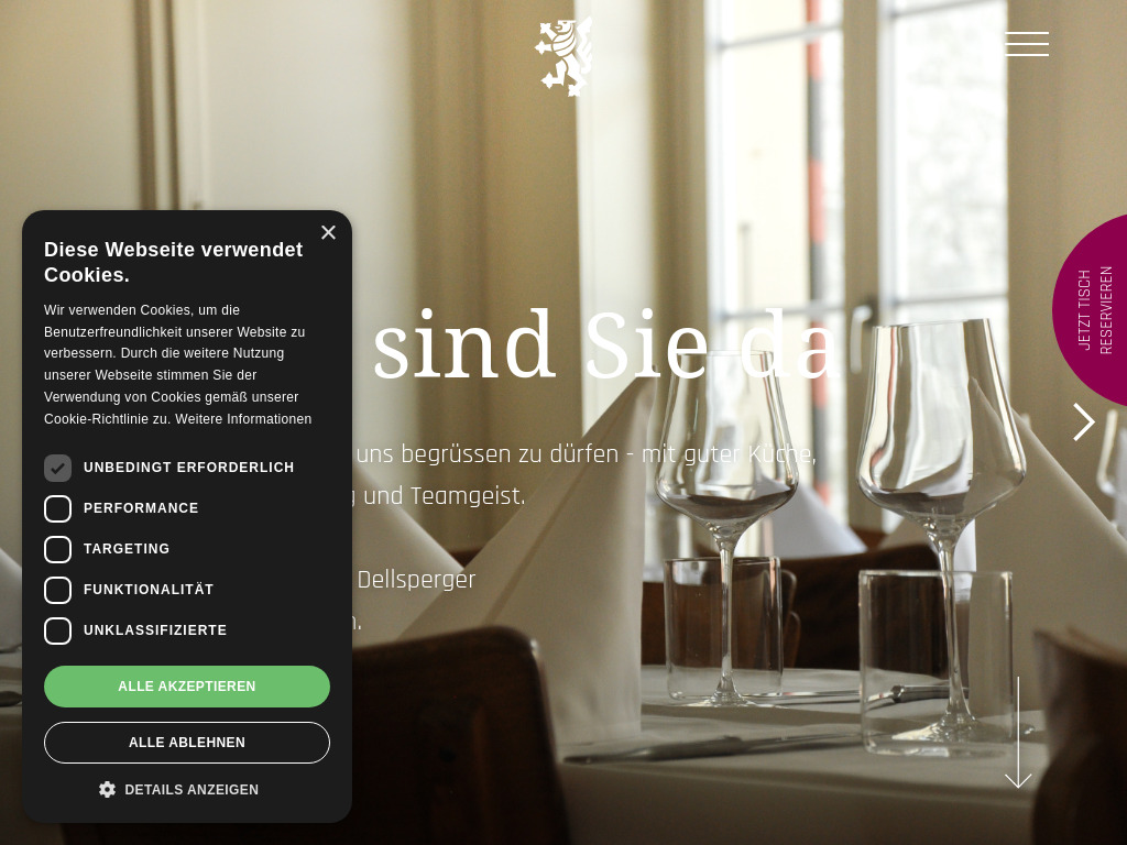Website von Restaurant zum Zähringer in Bern