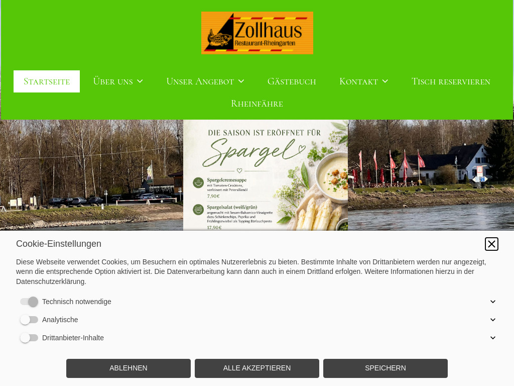 Website von Restaurant Zollhaus in Au am Rhein