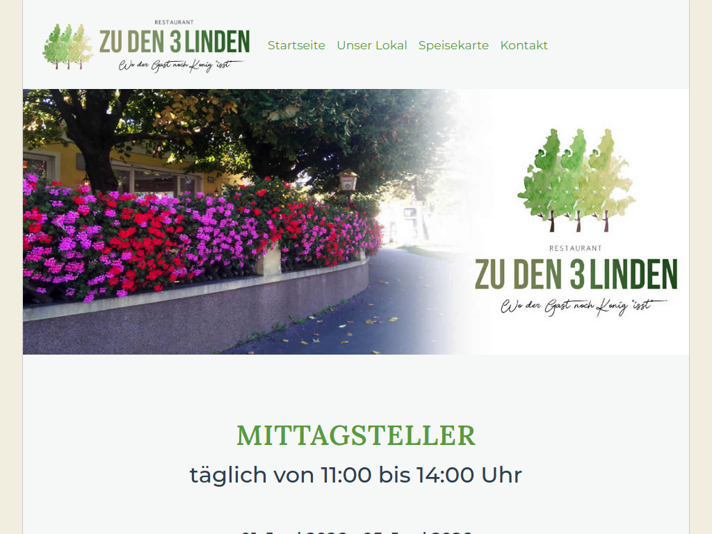 Website von Restaurant "Zu den 3 Linden" Betriebsgesellschaft m.b.H in Wien
