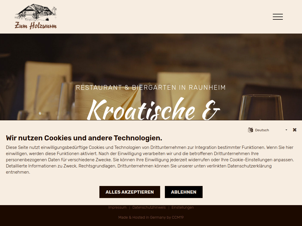 Website von Restaurant zum Holzwurm in Raunheim
