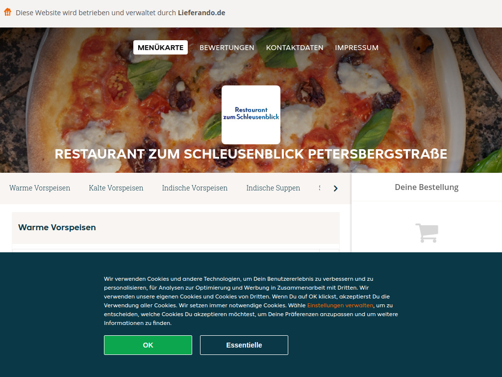 Website von Restaurant zum Schleusenblick Petersbergstraße - Essen online bestellen in Neef in Neef