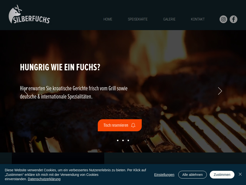 Website von Restaurant Silberfuchs in Sassenberg