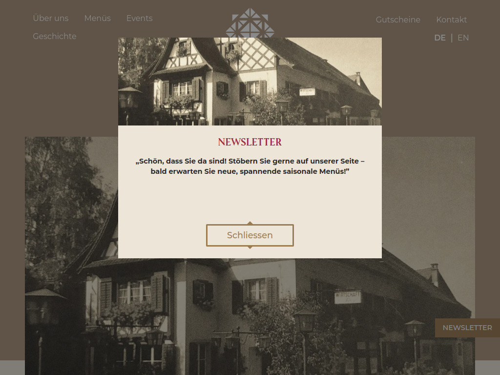 Website von Restaurant Zur Rose in Oberembrach