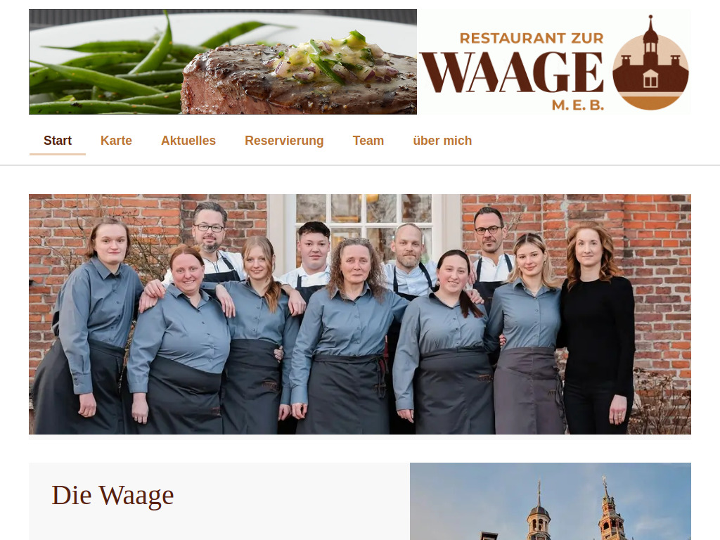 Website von Start - Restaurant zur Waage in Leer