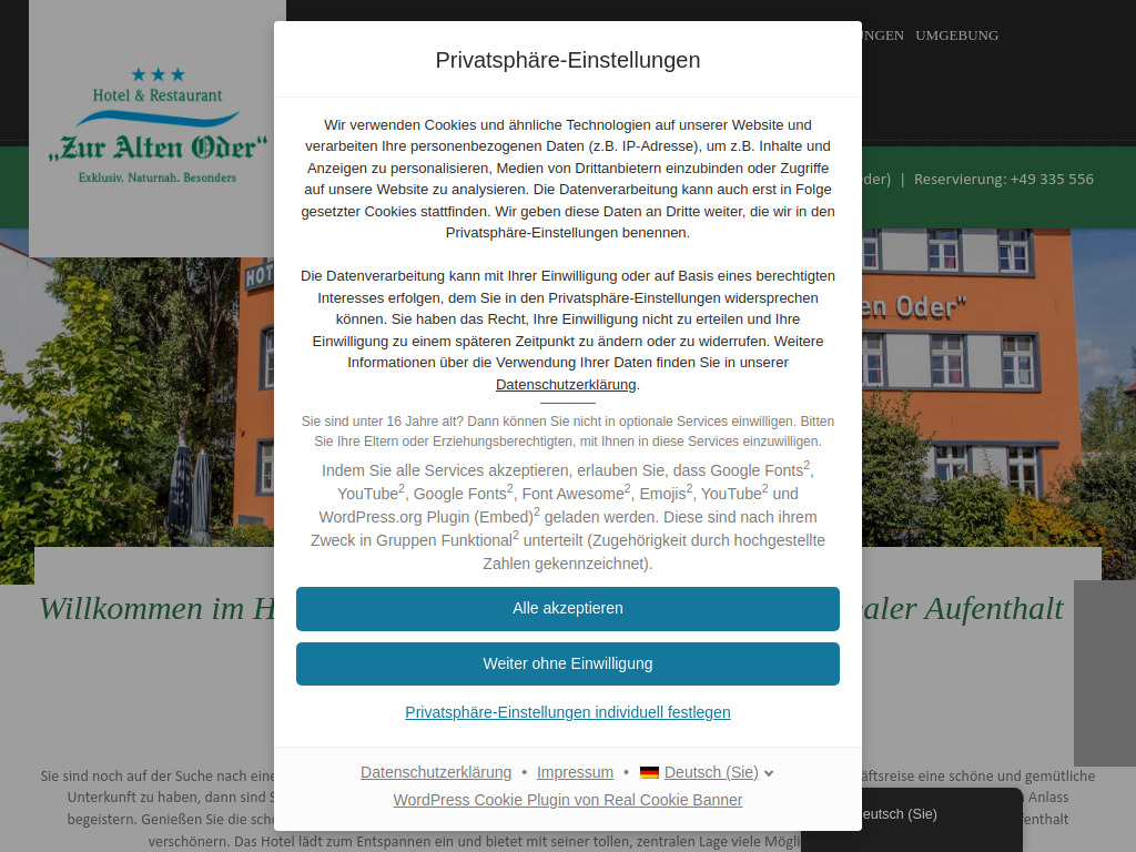 Website von Hotel Zur Alten Oder in Frankfurt (Oder)