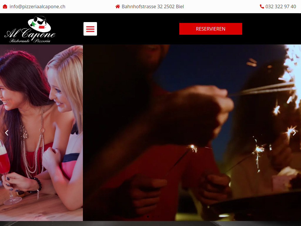 Website von Pizzeria Alcapone in Biel