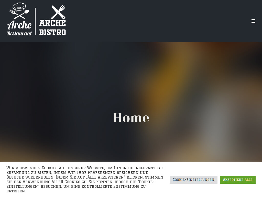 Website von Arche Restaurant und Bistro in Affoltern am Albis