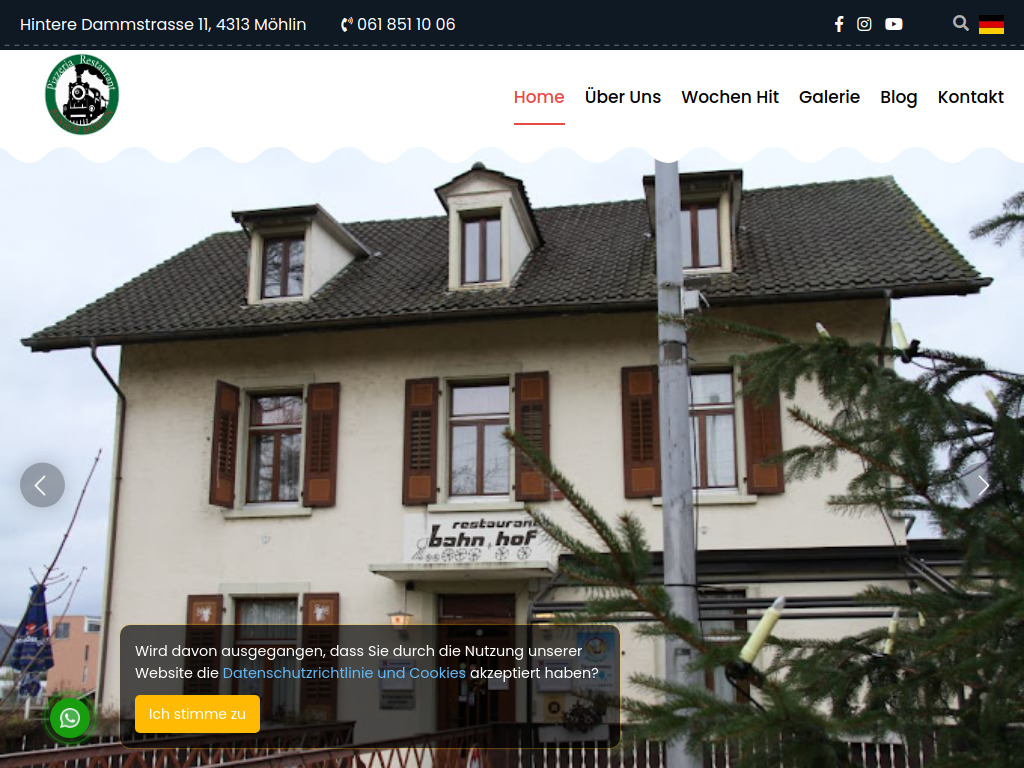 Website von Restaurant Bahnhof Möhlin in Möhlin