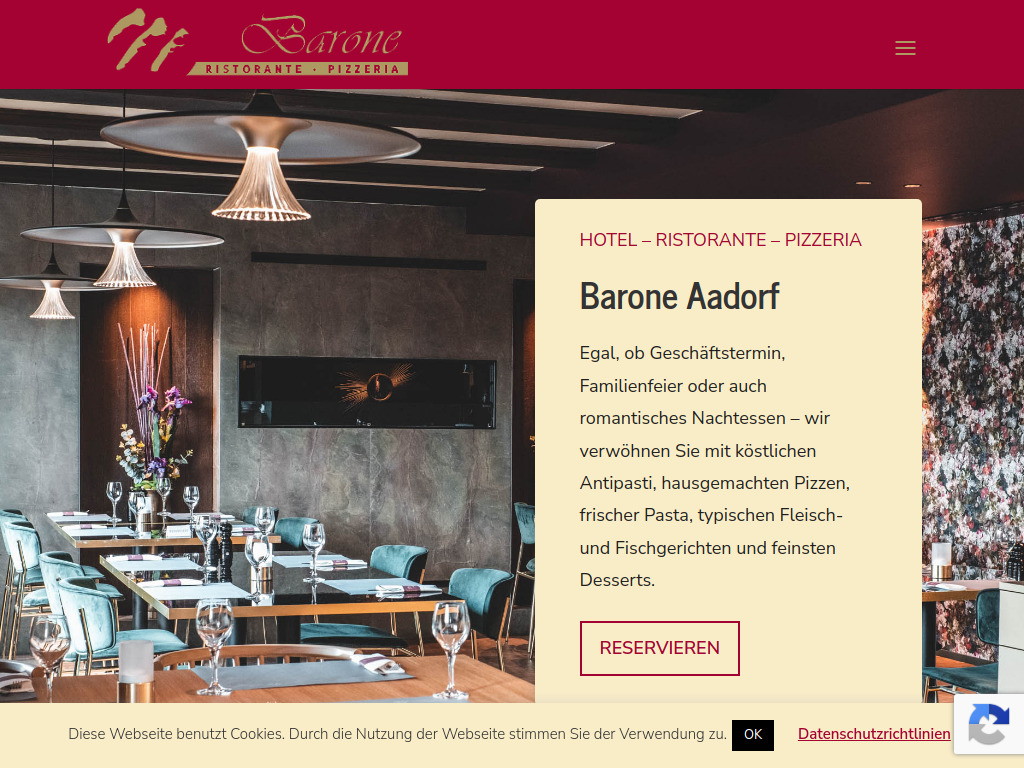Website von Restaurant Barone in Aadorf