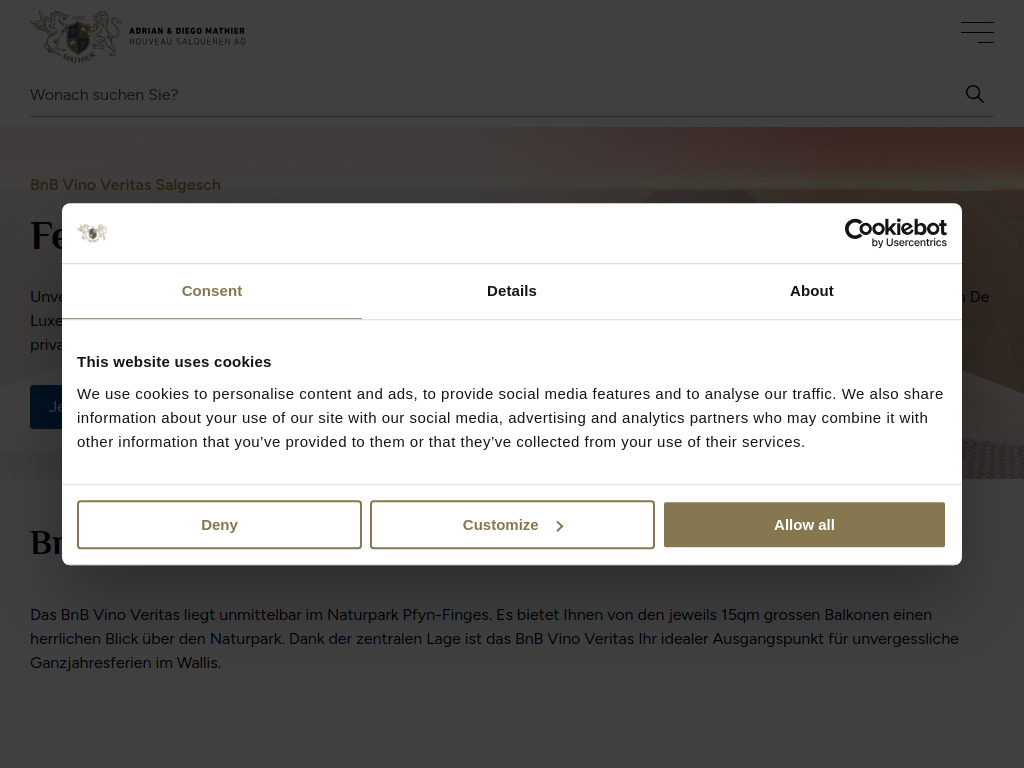 Website von BnB Veritas - Adrian & Diego MATHIER NOUVEAU SALQUENEN