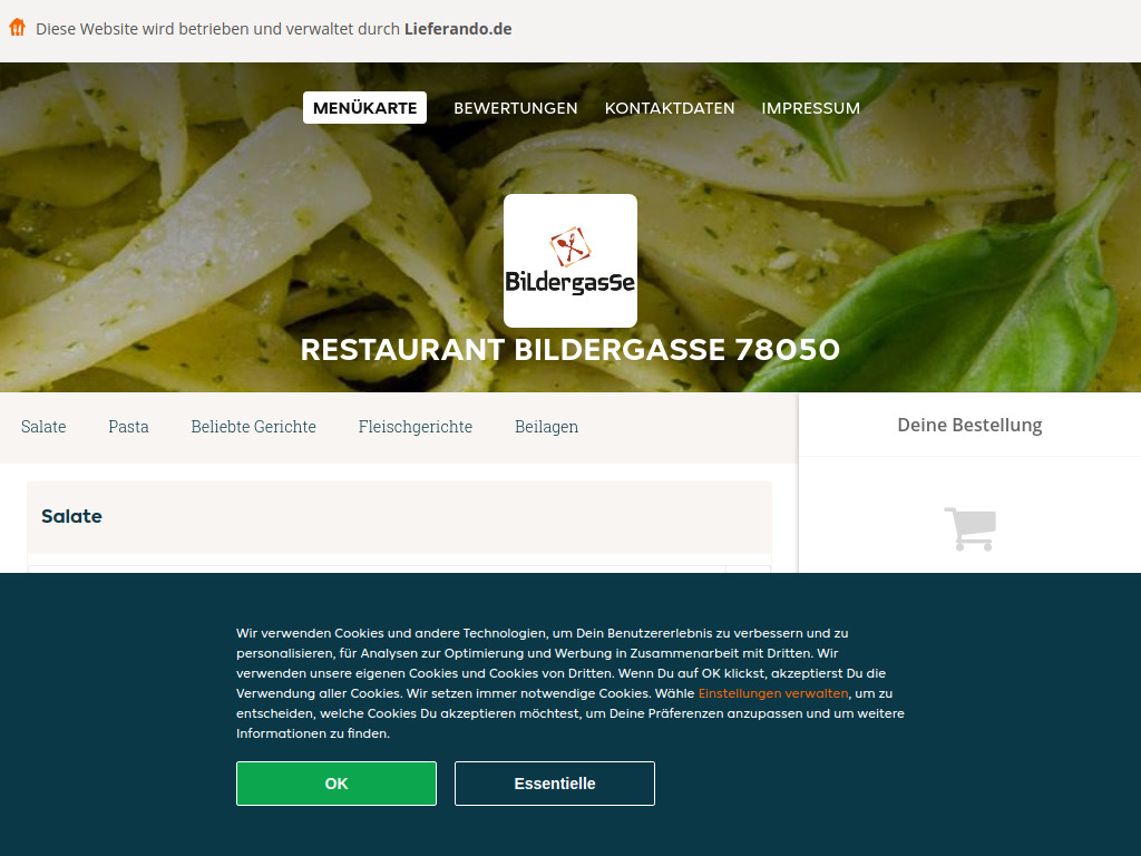 Website von Restaurant Bildergasse 78050 - Essen online bestellen in Villingen-Schwenningen in Villingen-Schwenningen