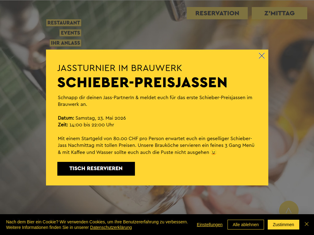 Website von Restaurant Brauwerk AG in St.Gallen