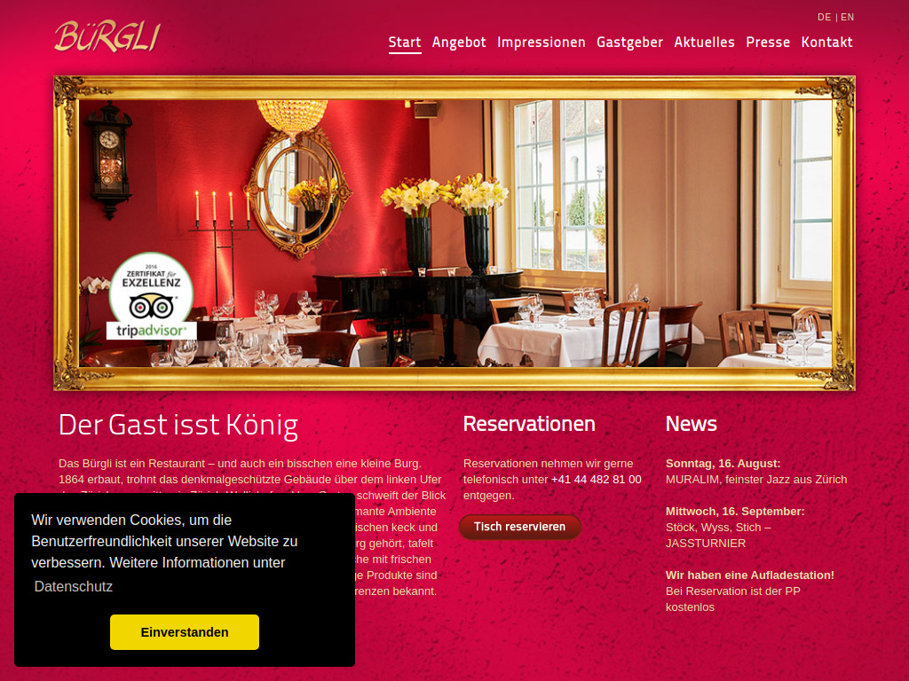 Website von Restaurant Bürgli GmbH in Zürich