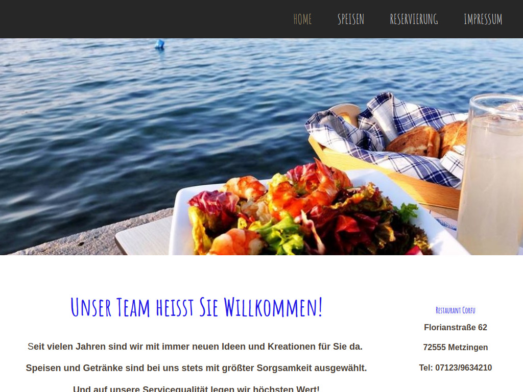 Website von Restaurant Corfu in Metzingen
