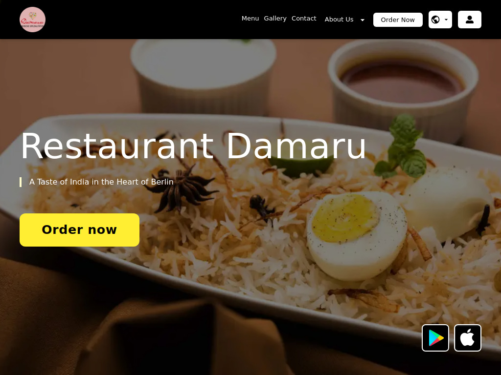 Website von Restaurant Damaru in Berlin