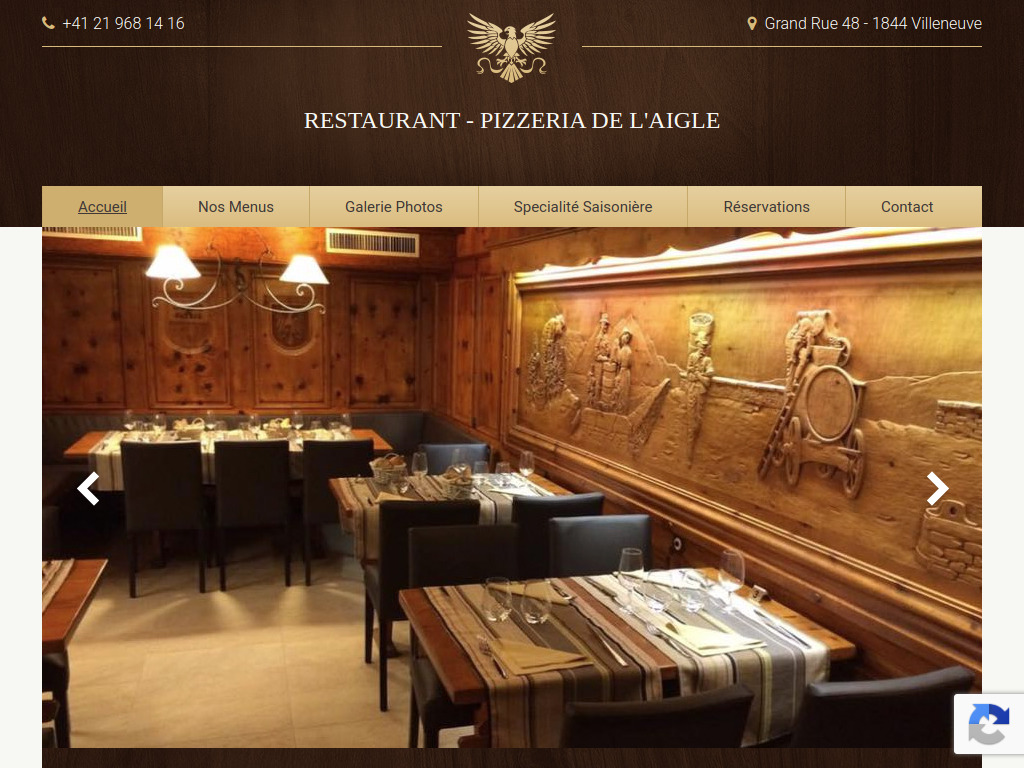 Website von Restaurant Pizzeria de L'Aigle in Villeneuve