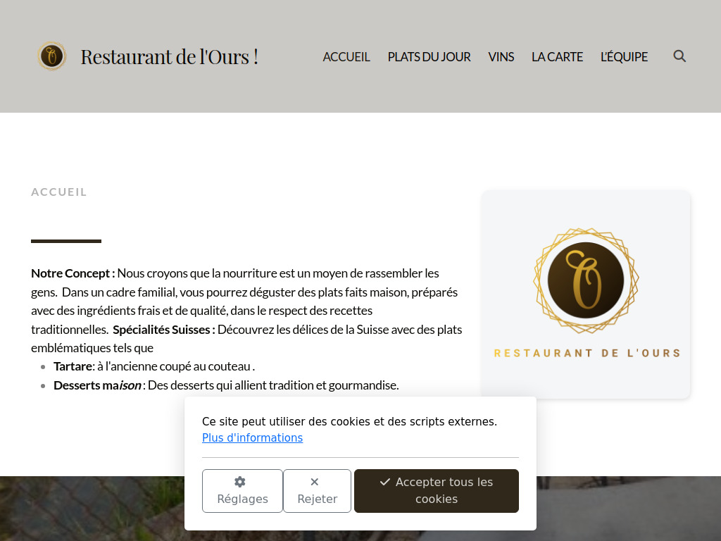 Website von Restaurant de l'Ours