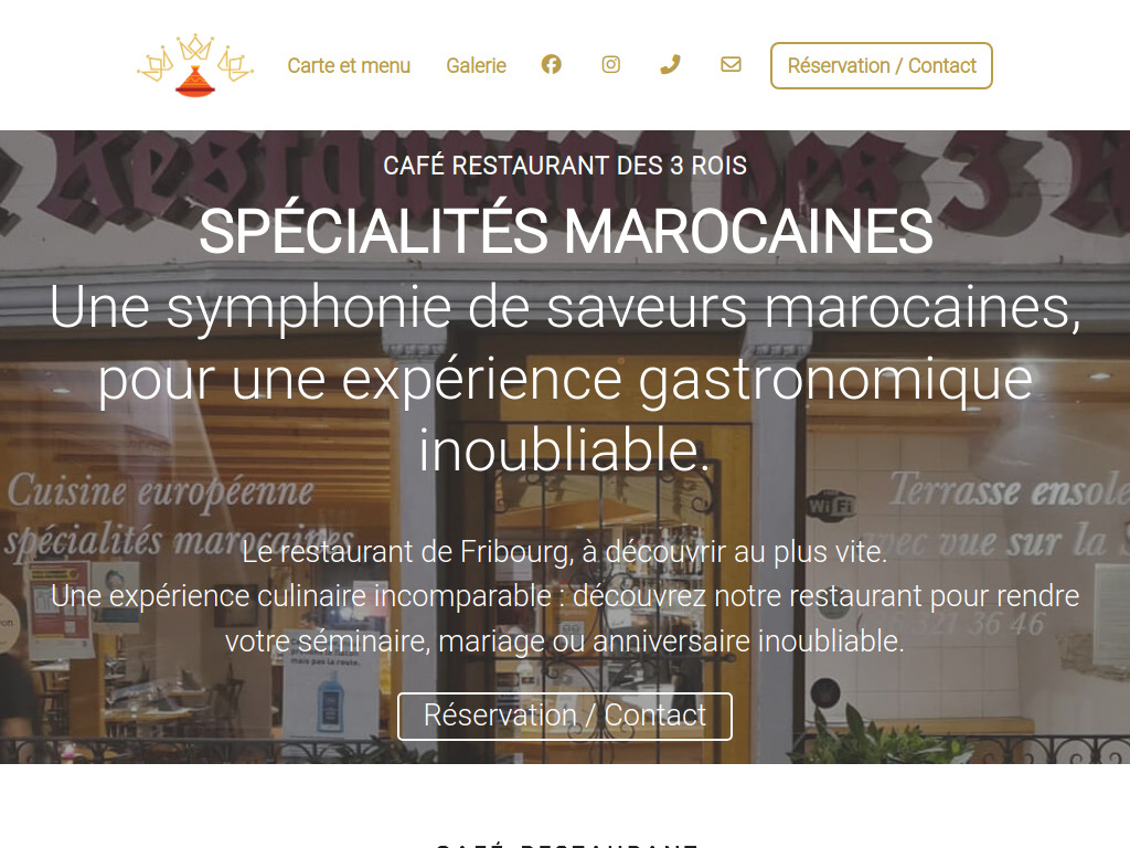 Website von Café Restaurant des 3 Rois in Fribourg