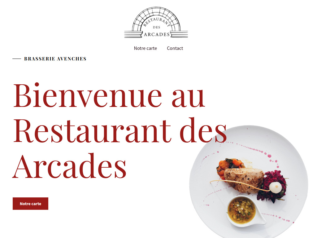 Website von Restaurant des Arcades in Avenches