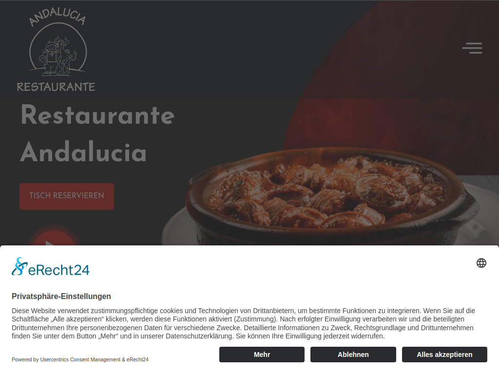 Website von Restaurante Andalucia in Frankfurt am Main