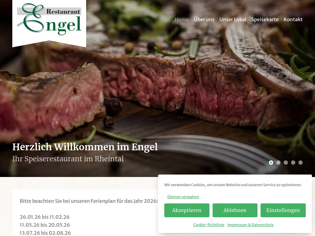 Website von Restaurant Engel in Au