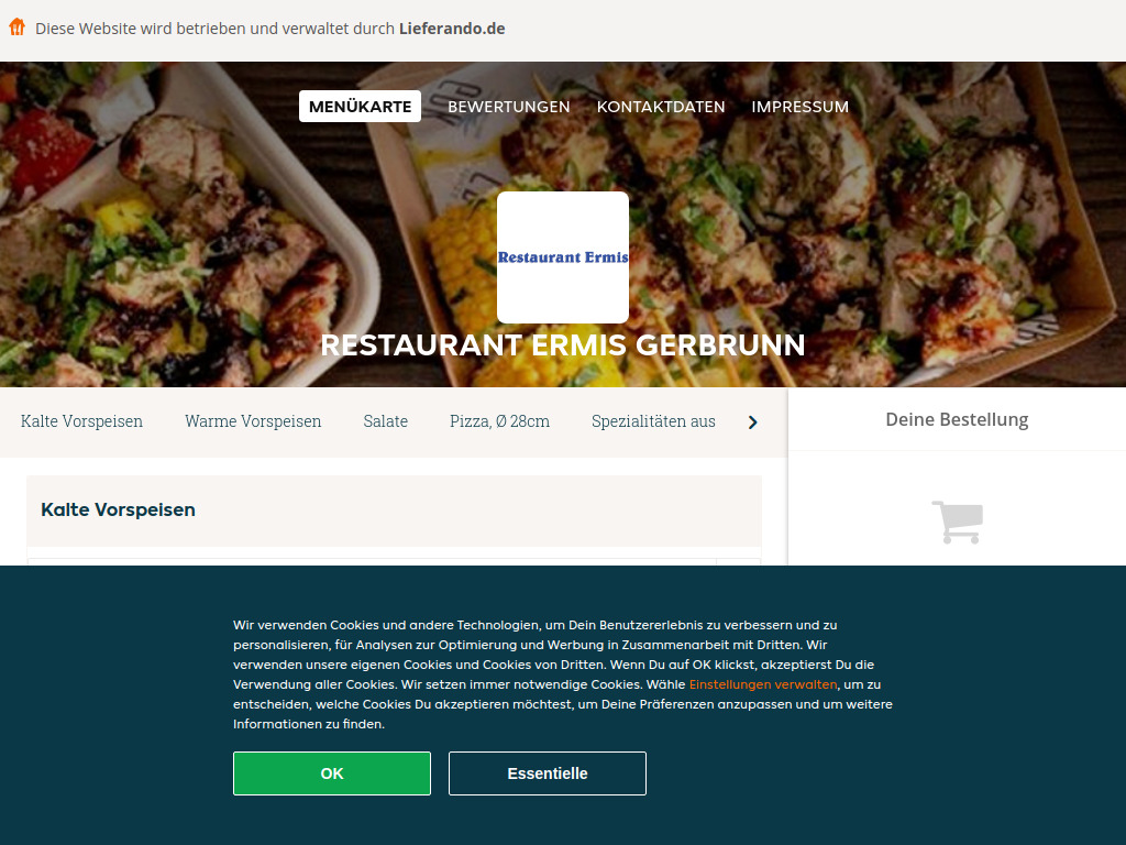 Website von Restaurant Ermis Gerbrunn - Essen online bestellen in Gerbrunn in Gerbrunn