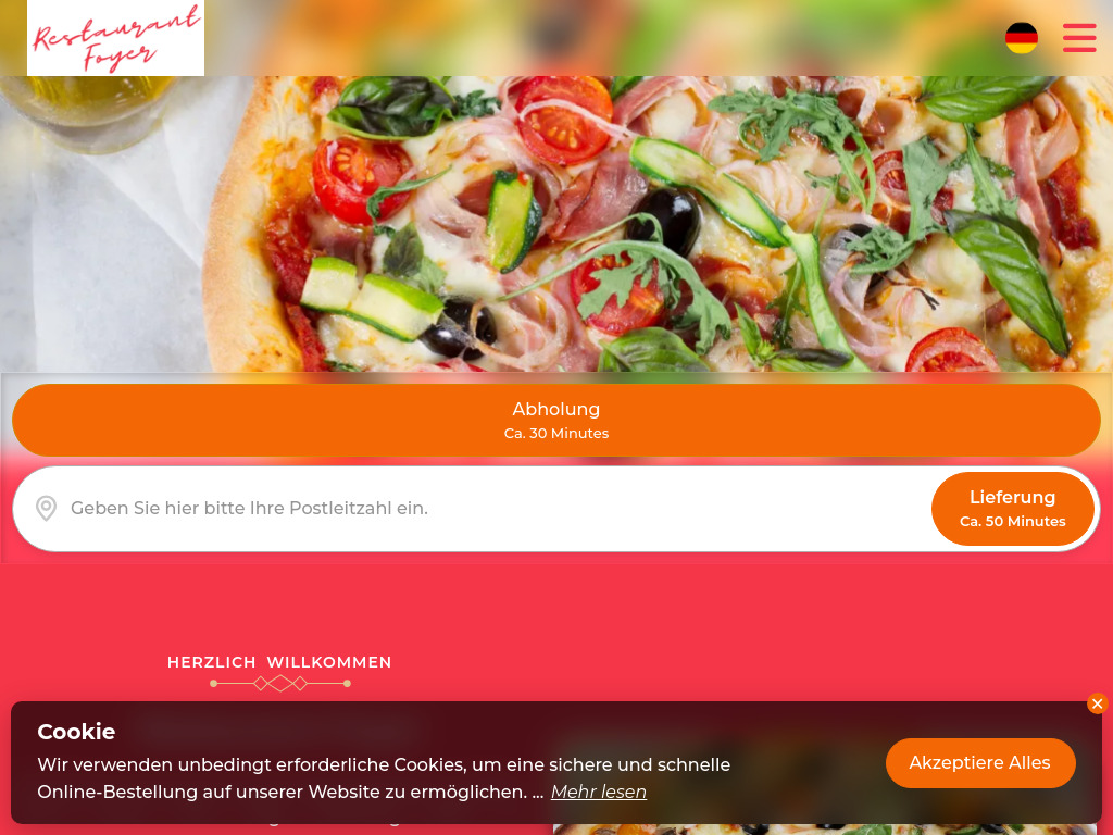 Website von Restaurant Foyer Unna in Unna