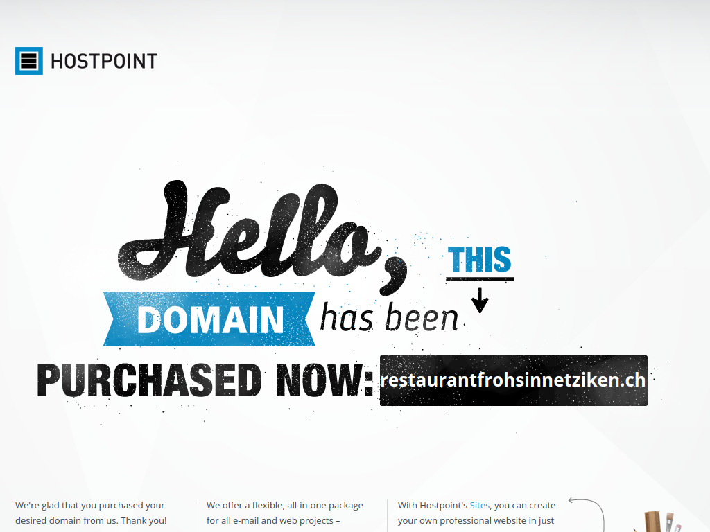 Website von Hallo, diese Domain wurde gerade bei Hostpoint gekauft.