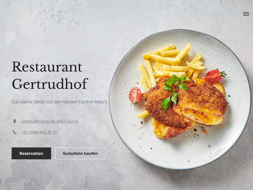 Website von Restaurant Gertrudhof in Zürich