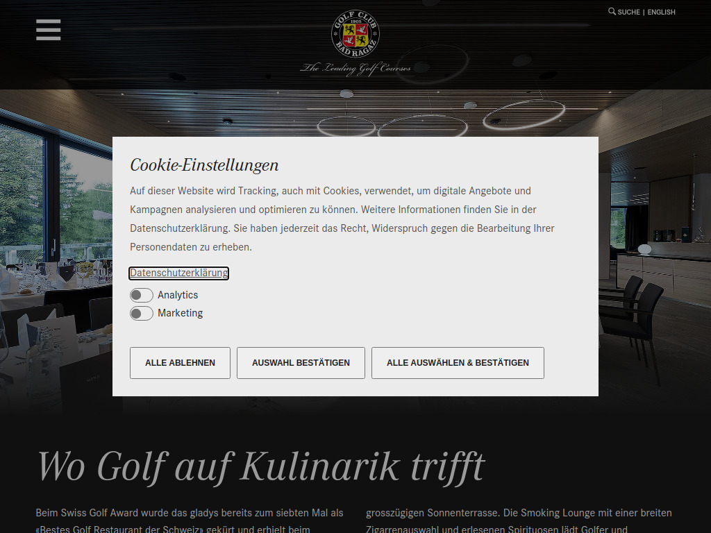 Website von gladys - Golf Club Bad Ragaz