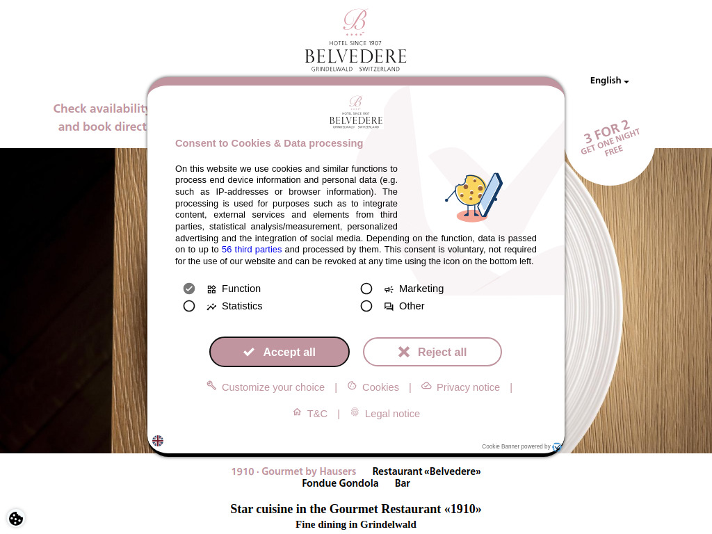 Website von Restaurant «1910 · Gourmet by Hausers» in Grindelwald