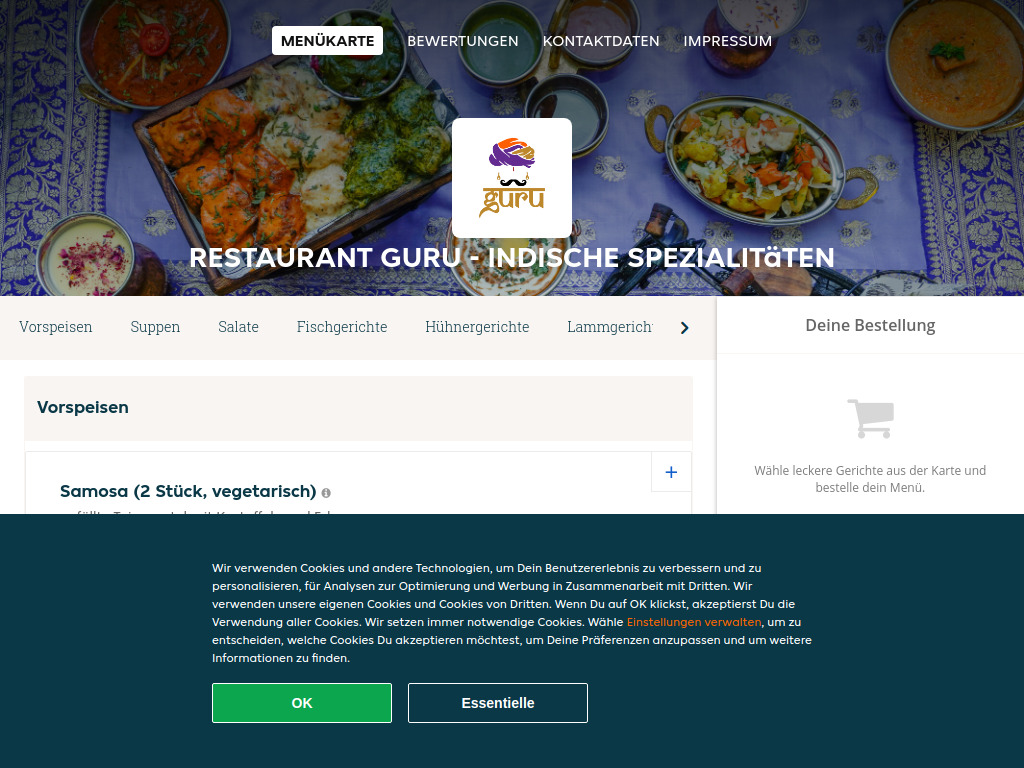 Website von Restaurant Guru - Indische Spezialitäten - Essen online bestellen in Salzburg