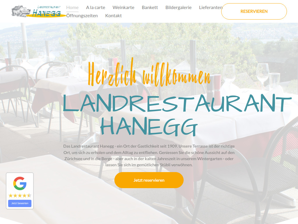 Website von Landrestaurant Hanegg in Horgen