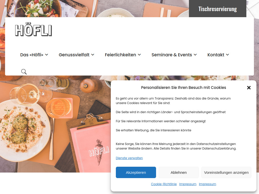 Website von Restaurant Höfli in Bad Zurzach