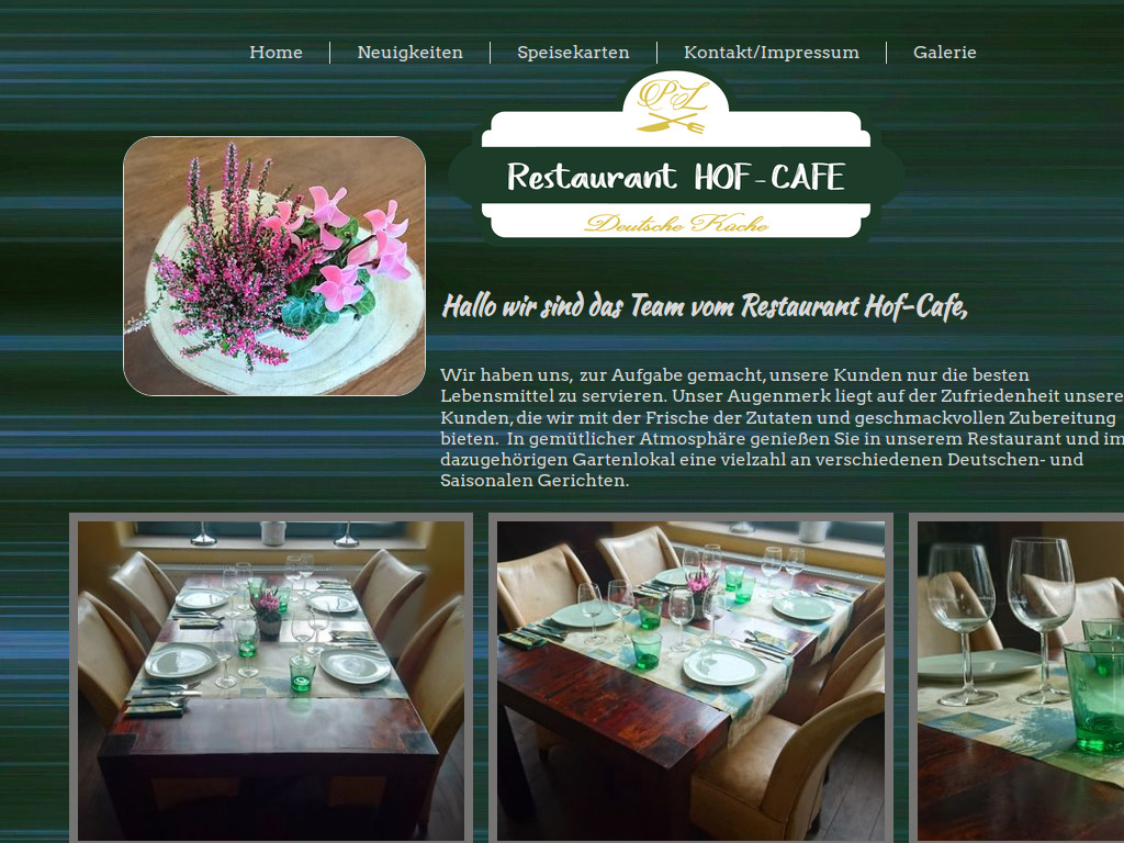 Website von Restaurant Hof-Cafe in Berlin