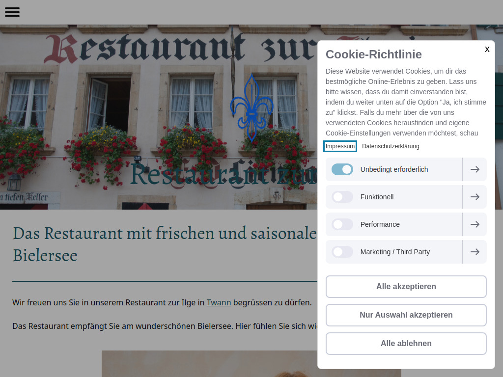 Website von Restaurant zur Ilge in Twann-Ligerz