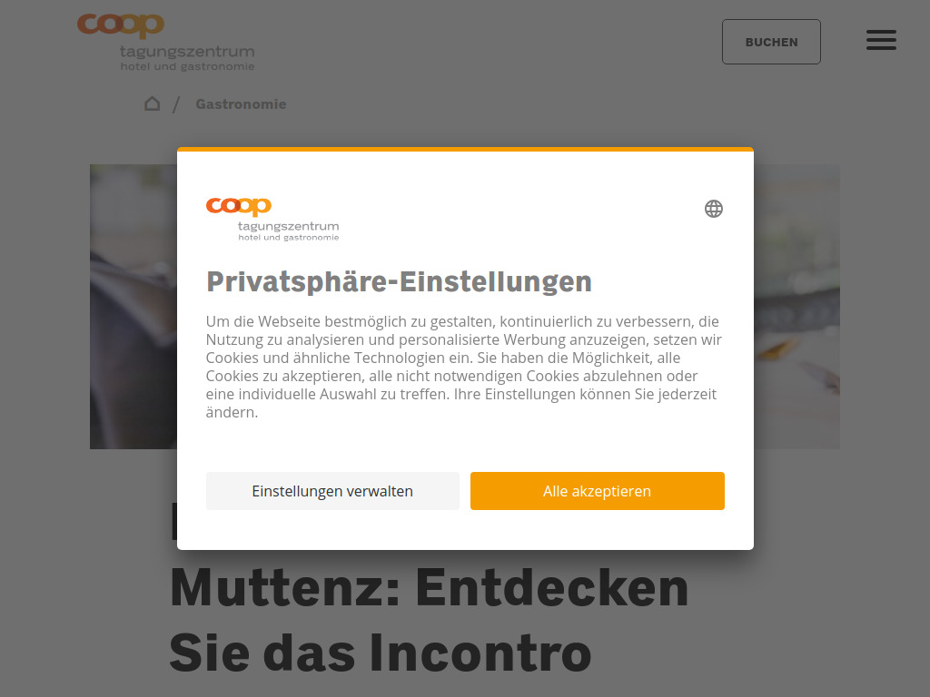Website von Restaurant in Muttenz: direkt im Coop Tagungszentrum in Muttenz