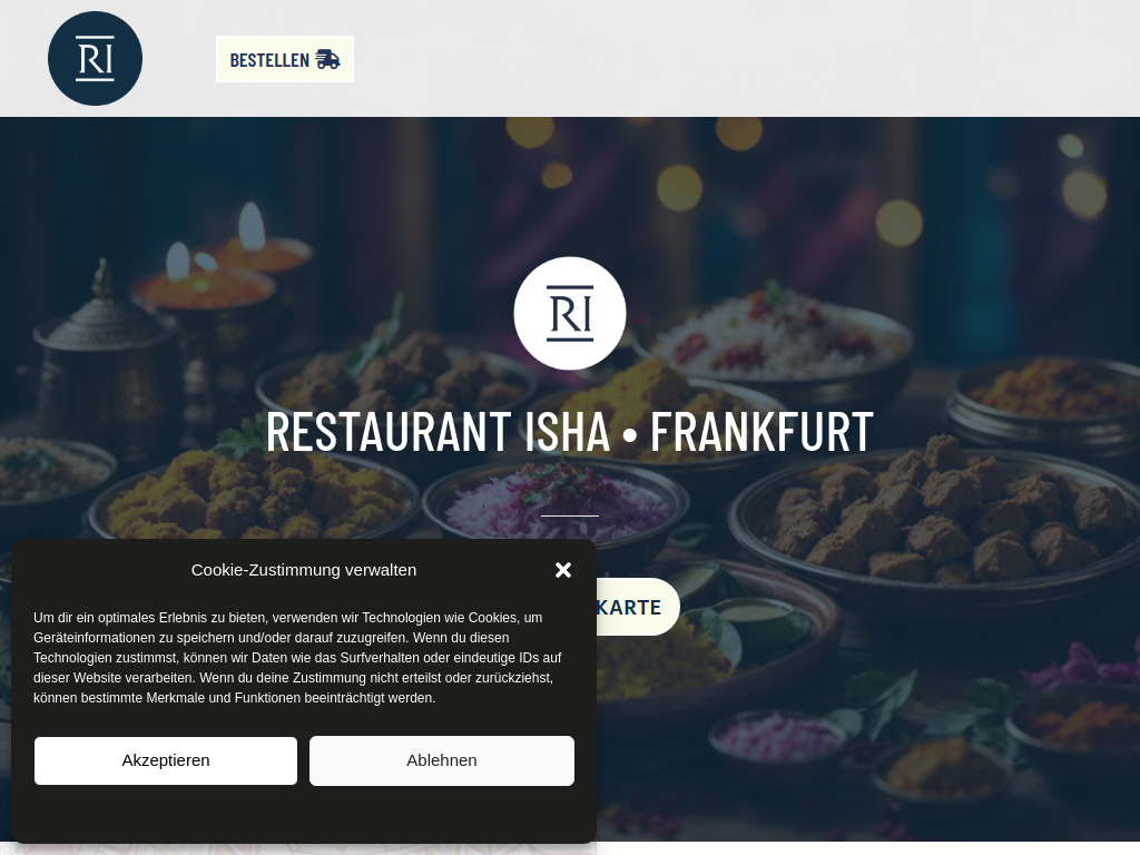 Website von Restaurant Isha in Frankfurt am Main
